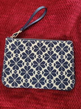 kate spade Navy and Cream Floral Canvas Wristlet with Detachable Strap